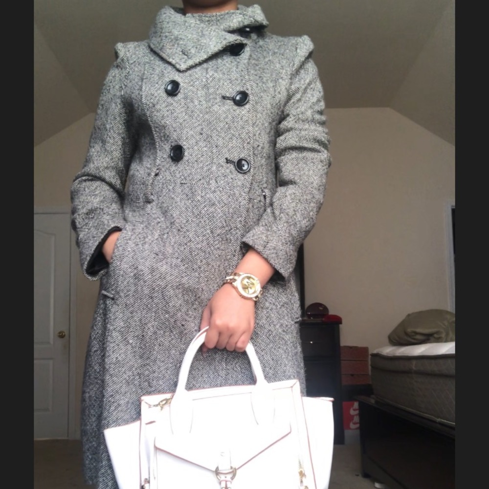 Black and white pea coat